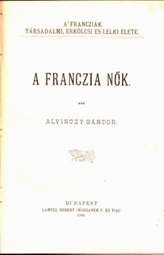 Alvinczy Sndor - A franczia nk