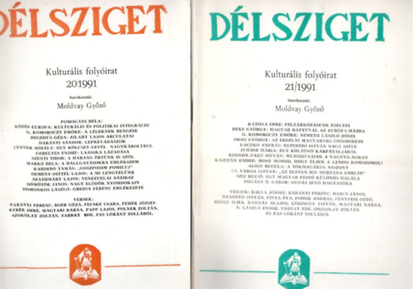 Moldvay Gy�z� - 2 db D�lsziget - Kultur�lis foly�irat 20/1991 - 21/1991