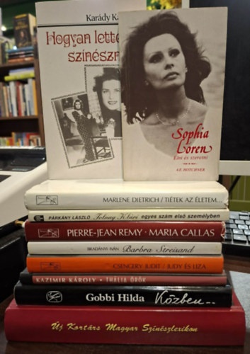 Kazimir Károly, Csengery Judit, Bradányi Iván, Pierre-Jean Remy, Párkány László, Marlene Dietrich, Karády Katalin, A.E. Hotchner Gobbi Hilda - (10 db) Színészettel kapcsolatos KÖNYVMENTŐ AJÁNLAT: Közben, Thália örök, Judy és Liza, Barbara Streisand, Maria Callas, Tolnay Klári egyes szám első személyben, Tiétek az életem..., Hogyan lettem színésznő?, Sophia Loren (Élni é