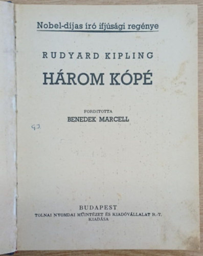Rudyard Kipling - H�rom k�p� (1939)