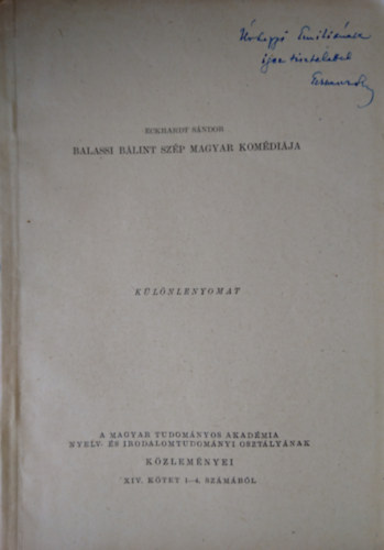 Eckhardt Sándor - Balassi Bálint szép magyar komédiája