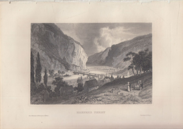 Harper's Ferry (telepls, Nyugat-Virginia, USA, szak-Amerika) (16x23,5 cm lapmret eredeti aclmetszet, 1856-bl)