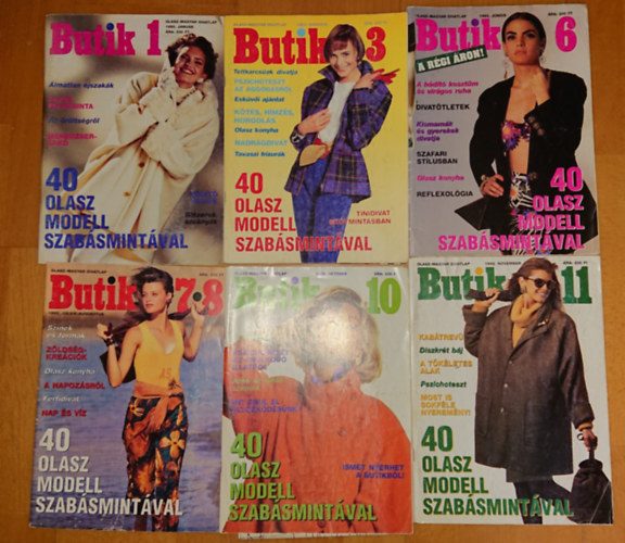 6 db Butik magazin: 1992/3., 7-8., 10., 11., 1993/1; 6