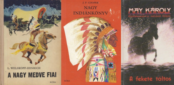 Karl May, L. Welskopf-Henrich James F. Cooper - 3 db indinos knyv: Nagy indinknyv +  A fekete tltos + A Nagy Medve fiai