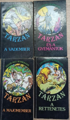 Edgar Rice Burroughs - 4 db Edgar Rice Burroughs kötet: Tarzan a majomember - Tarzan a vadember - Tarzan a rettenetes - Tarzan és a gyémántok