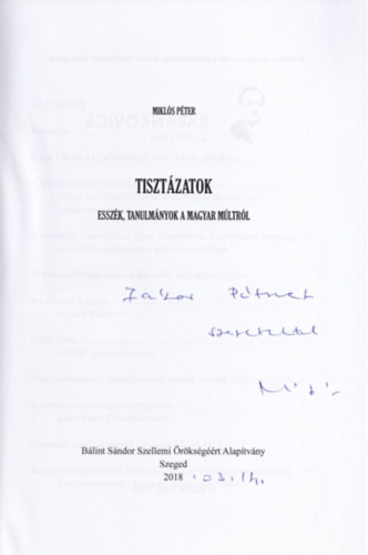 Mikl�s P�ter - Tiszt�zatok- Essz�k, tanulm�nyok a magyar m�ltr�l