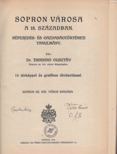 Dr. Thirring Gusztv - Sopron vrosa a 18. szzadban