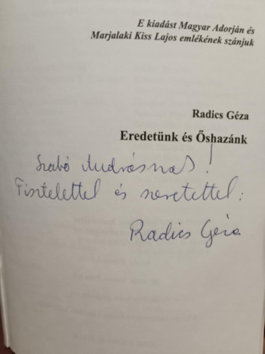 Radics Gza - Eredetnk s shaznk