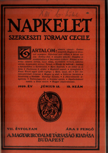 Tormay Cecile  (szerk.) - Napkelet 1929 janu�r-j�nius 15. (1. f�l�v.)