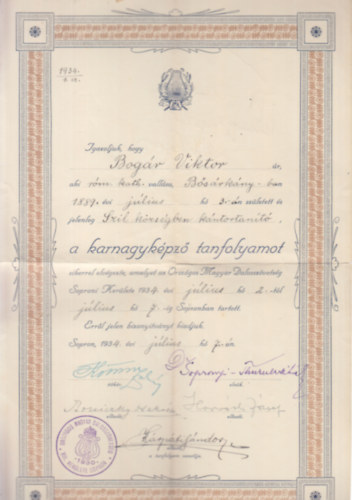 Karnagykpz tanfolyami oklevl