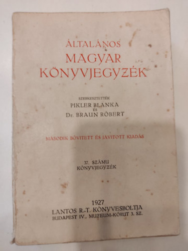 Pikler-Braun - ltalnos magyar knyvjegyzk