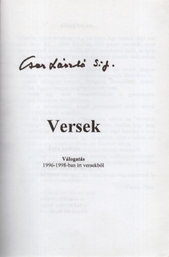 Vadsz Tibor - Versek - Vlogats 1996-1998-ban rt versekbl