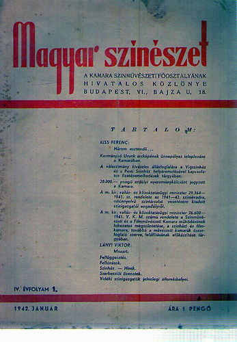 Magyar sz�n�szet 1942/1-12. Teljes �vfolyam