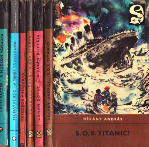 Thomas Mayne Reid, Fantasztikus elbeszélések, Dékány András Louis Vaczek - 6 db Delfin könyv: A sátán kutyája+ S.O.S. Titanic!+ A kék sirály+ Meteorok viharában+ A fehér törzsfőnök+ A hudson vándora