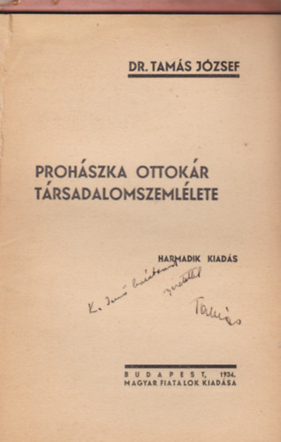 Tams Jzsef - Prohszka Ottokr trsadalomszemllete