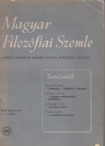 Fogarasi Béla - Magyar Filozófiai Szemle