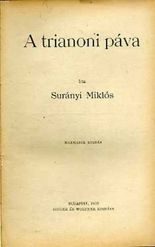 Sur�nyi Mikl�s - A trianoni p�va