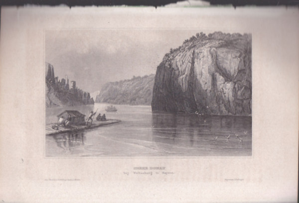 Obere Donau (bey Weltenburg in Bayern) (A Duna fels� szakasza, a Bajorosz�gi Weltenburgn�l, N�metorsz�g, Eur�pa) (16x23,5 cm m�ret� eredeti ac�lmetszet, 1856-b�l)