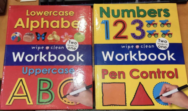 Priddy Books - 2 db Wipe Clean Workbook: Lowercase Alphabet Uppercase ABC + Numbers 123 Pen Control