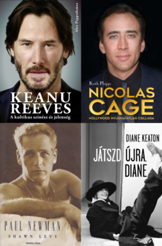 Keith Phipps, Shawn Levy, Diane Keaton Alex Pappademas - 4 db k�nyv filmszt�rokr�l: J�tszd �jra, Diane +  Keanu Reeves - A kultikus sz�n�sz �s jelens�g + Nicolas Cage - Hollywood nyughatatlan csillaga + Paul Newman