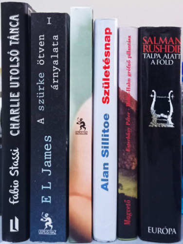 6 DB KORT�RS REG�NY:STASSI:CHARLIE UTOLS� T�NCA+JAMES: A SZ�RKE �TVEN �RNYALATA 1.+JONES-GORLIN:PEDOF�LING+SILLITON: SZ�LET�SNAP+ESTERH�ZY:HAHN-HAHN:GR�FN� PILLANT�SA+RUSHDIE:TALPA ALATT A F�LD