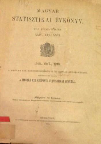 Magyar Statisztikai vknyv - j folyam XXIV., XXV., XXVI.
