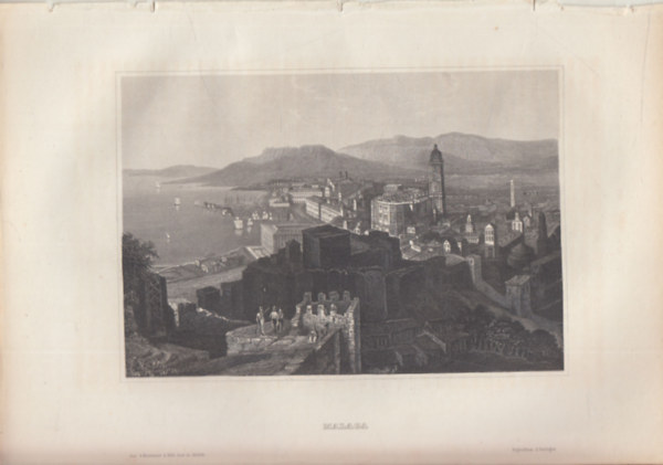 Malaga (Mlaga, Spanyolorszg, Eurpa) (16x23,5 cm lapmret eredeti aclmetszet, 1856-bl)