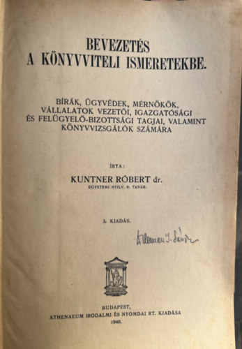 Dr. Kuntner Rbert - Bevezets a knyvviteli ismeretekbe