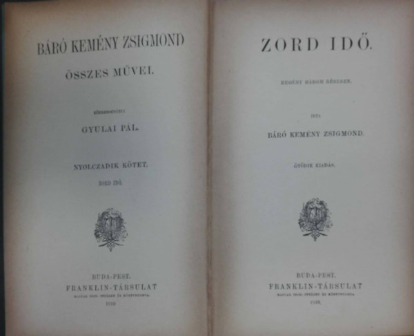 Báró Kemény Zsigmond - Zord idő (Báró Kemény Zsigmond összes művei 8.)