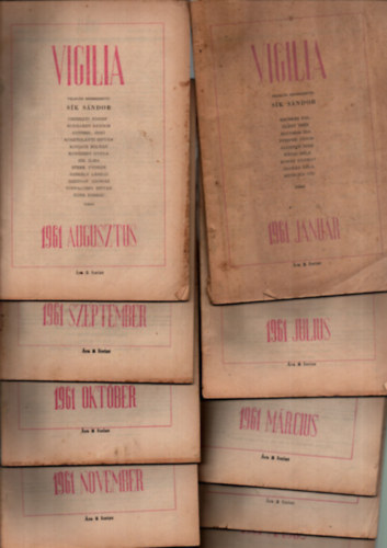 Sk Sndor  Sk Sndor (szerk.) - Vigilia 1961/janur, mrcius, prilis, mjus, jnius, jlius, augusztus, szeptember, oktber, november, december.