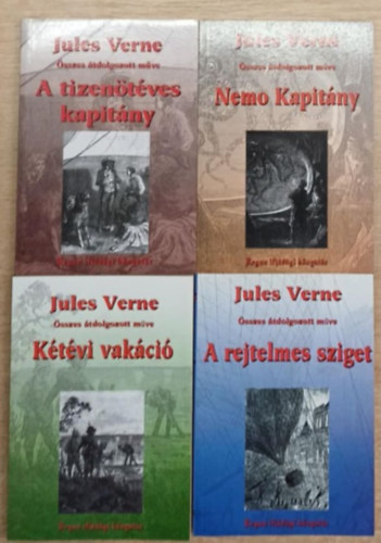 Jules Verne - 4 db Jules Verne kötet: A tizenötéves kapitány - Nemo kapitány - Kétévi vakáció - A rejtelmes sziget