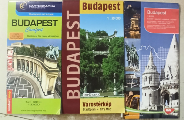 Kovács Péter - 3 db Budapest térkép: Budapest Comfort (2014) +Budapest várostérkép (2004) +Budapest autóstérkép (2010)