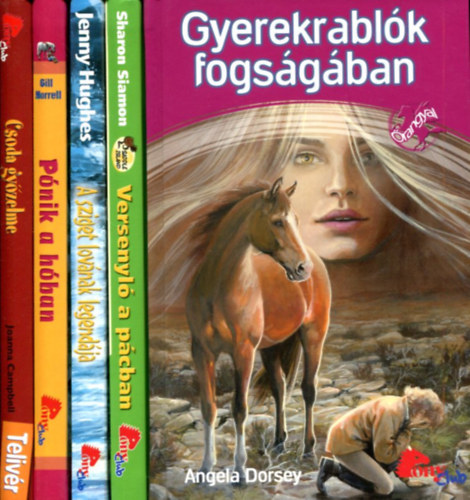 T�bb szerz� - 5 db lovas ifj�s�gi k�tet: Versenyl� a p�cban - A sziget lov�nak legend�ja - P�nik a h�ban - Csoda gy�zelme - Gyerekrabl�k fogs�g�ban