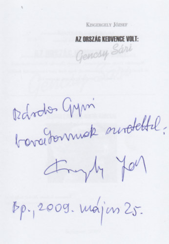 Kisgergely József - Az ország kedvence volt: Gencsy Sári