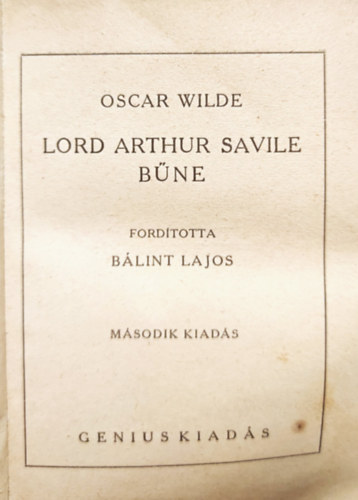 Oscar Wilde - Lord Arthur Savile b�ne