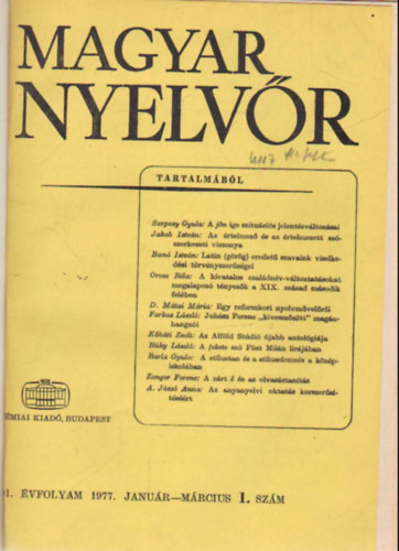Lrincze Lajos - Magyar nyelvr 1977  vi teljes vfolyam (egybektve )