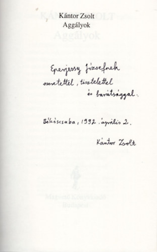 Kntor Zsolt - Agglyok (dediklt)
