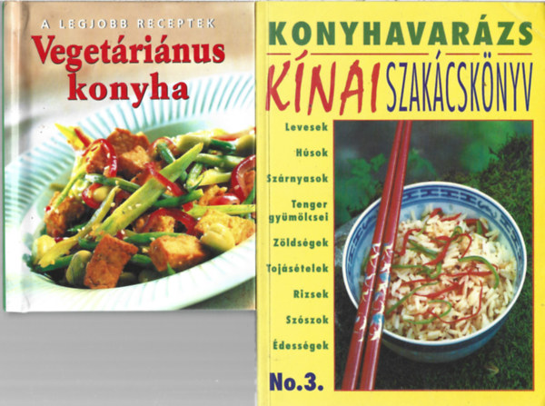 2 db szak�csk�nyv, Veget�ri�nus konyha, K�nai szak�csk�nyv