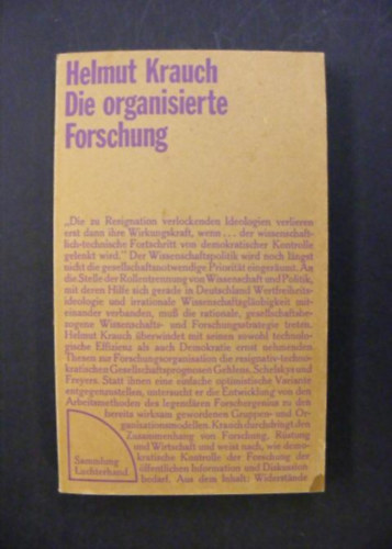Helmut Krauch - Die organisierte Forschung (A szervezett kutats)