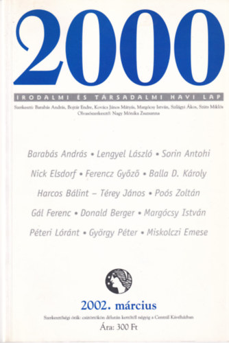 2000 Irodalmi és Társadalmi Havi Lap - 2002. Március