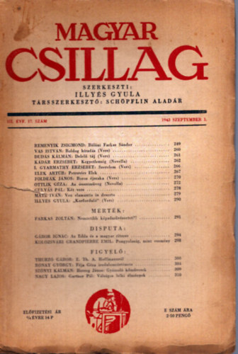 Illy�s Gyula  (ford.) - Magyar Csillag 1943. szeptember 1. III. �vfolyam 17. sz�m