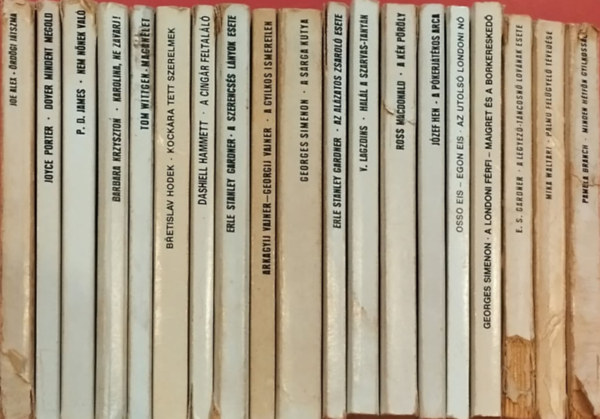 Mika Waltari, Erle Stanley Gardner, Georges Simenon, Osso Eis-Egon Eis, Józef Hen, Ross MacDonald, Viktors Lagzdins, A.Vajner G.Vajner, Dashiell Hammett, Bretislav Hodek, Tom Wittgen, Pamela Branch - 19 db Európa Könyvkiadó fekete könyvek krimi(