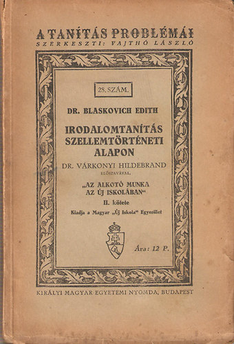 Dr. Vrkonyi Hilderbrand - Irodalomtants szellemtrtneti alapon