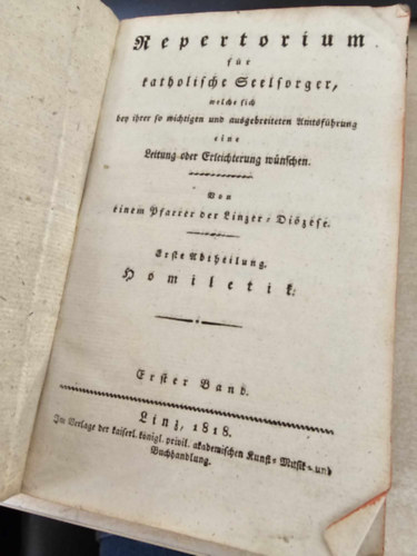 Repertorium f�r katholische seelsorger I-III. 1818! - Reperto�r katolikus lelk�szek sz�m�ra n�met nyelven