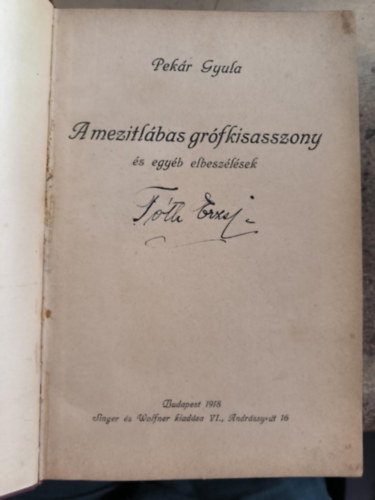 Pekr Gyula - A meztlbas grfkisasszony