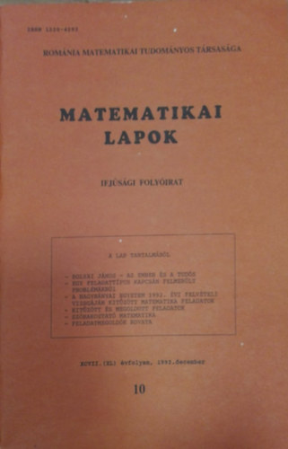 Matematikai lapok 10 - Ifjsgi folyirat 1992. december