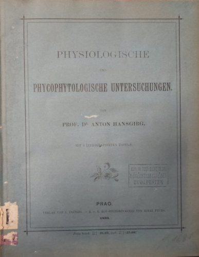 Prof. Dr. Anton Hansgrirg - Physiologische Untersuchungen
