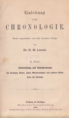 Dr. B.M. Lersch - Einleitung in die Chronologie I-II. egyben (1899)