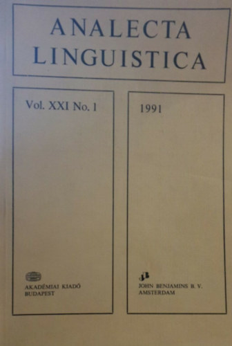 Analecta Linguistica Vol. XXI. No. 1 (1991, t�bbnyelv�)