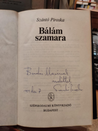 Sz�nt� Piroska - B�l�m szamara (dedik�lt)